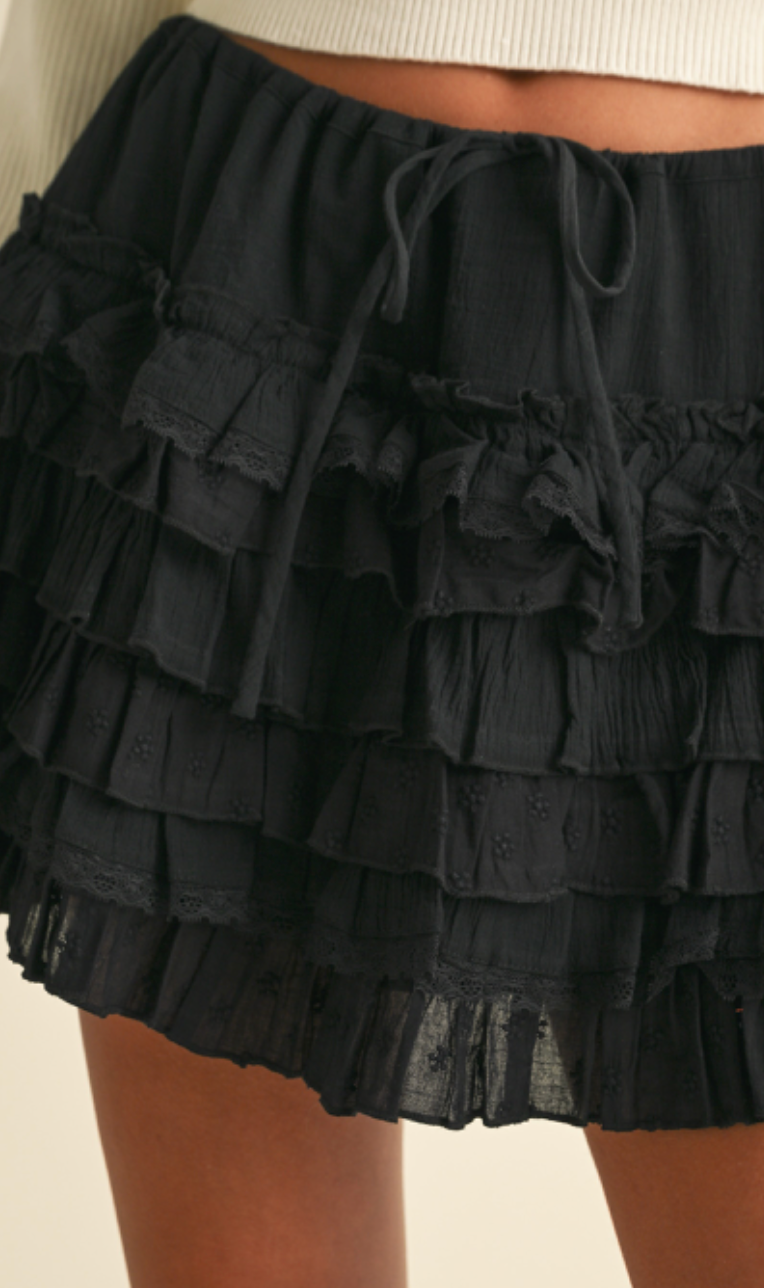 Ruffle Detail Gauze Skirt