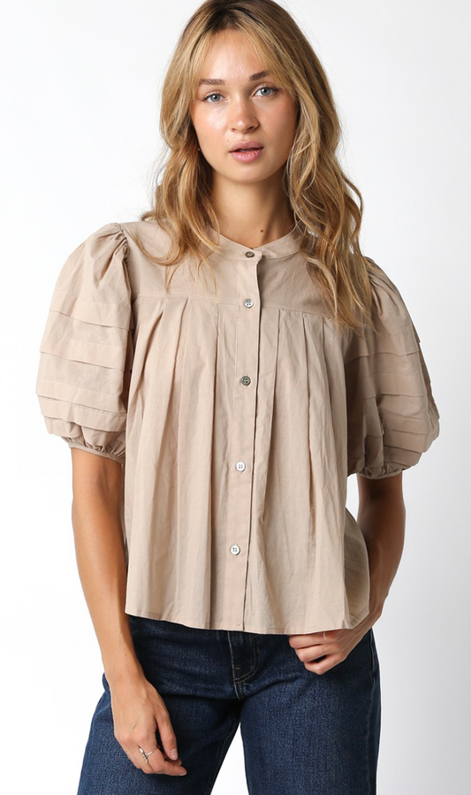 Francesca Buttons Top Tan