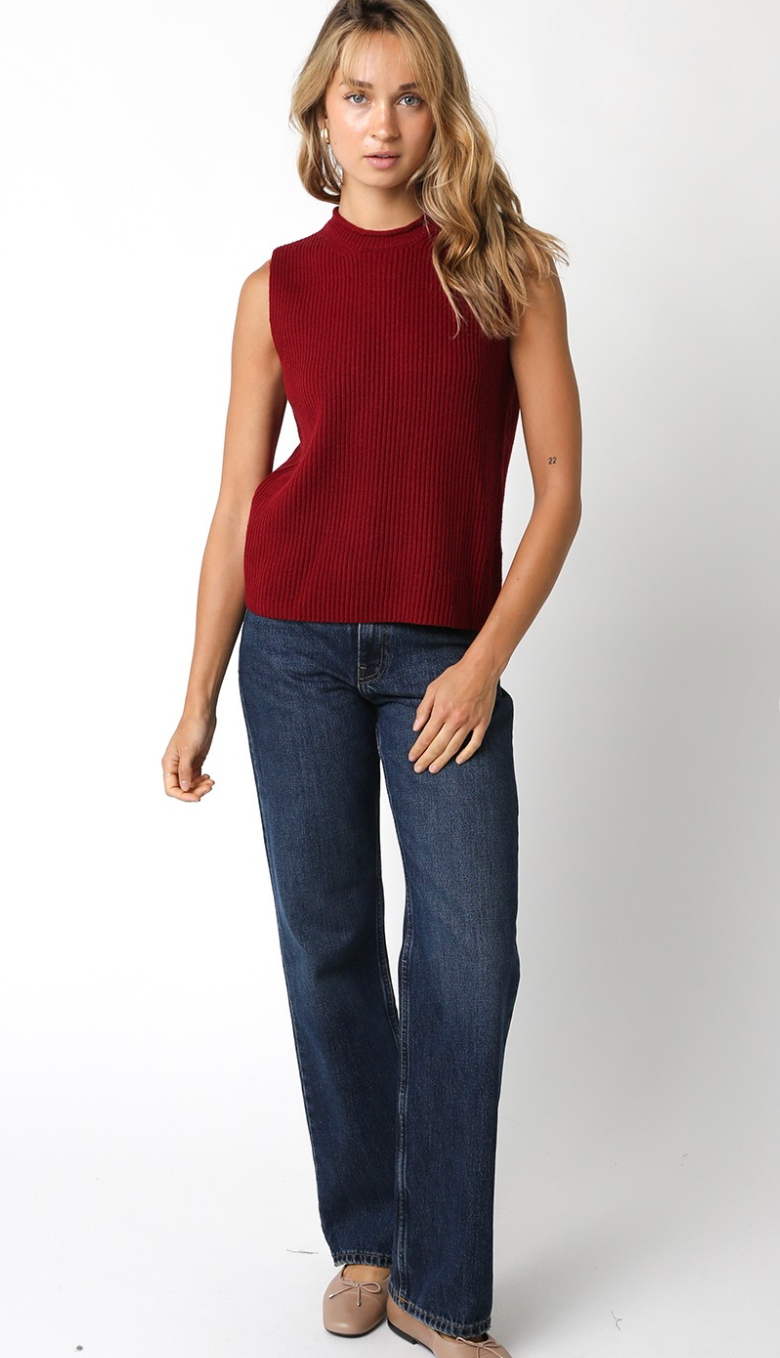 Kyra Sweater Tank Wine