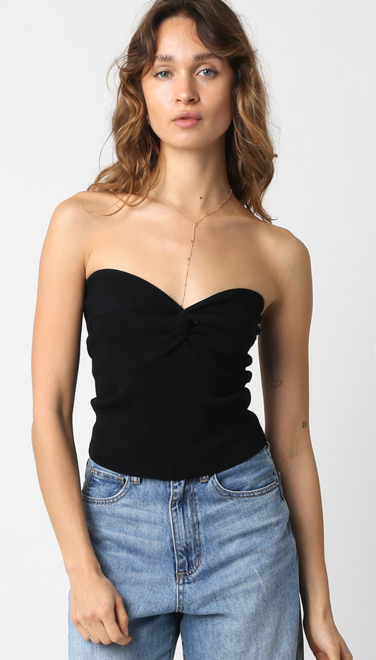 Strapless Knit Tube Top Black