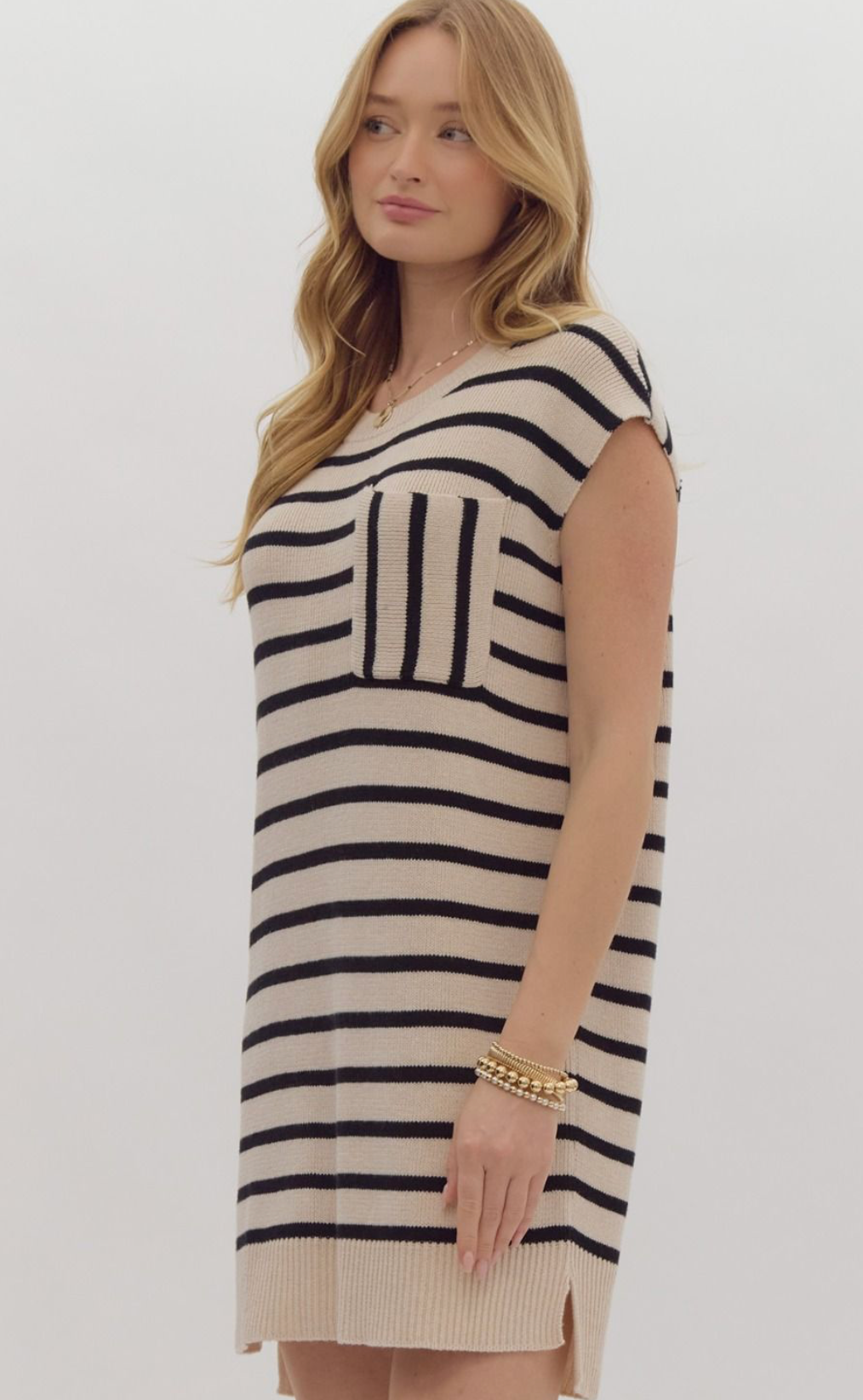 Black Stripe Sweater Dress