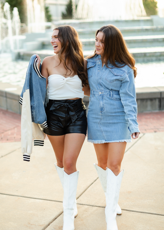 Black Pleather Tied Shorts