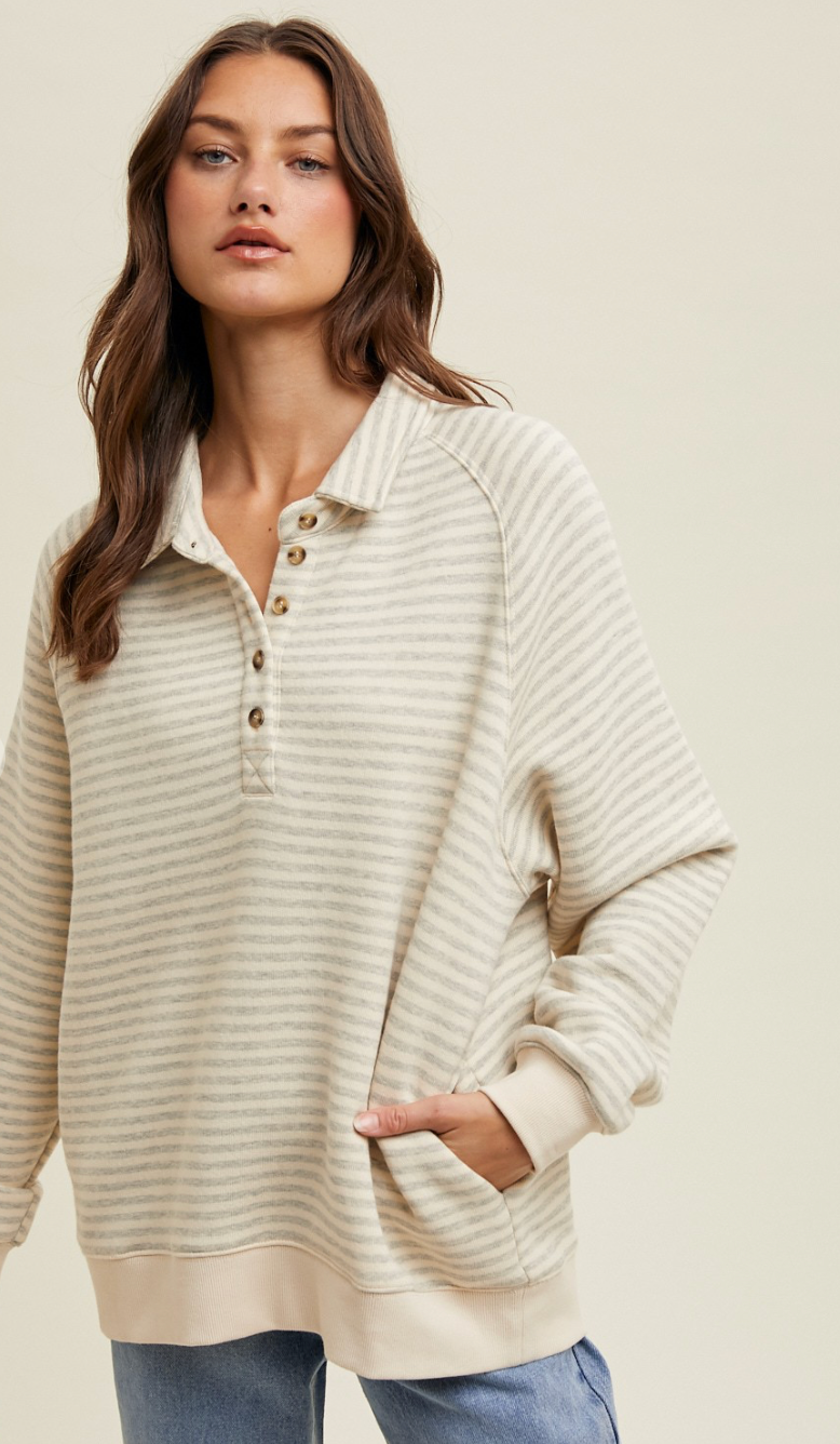 Striped Pullover Sweatshirt