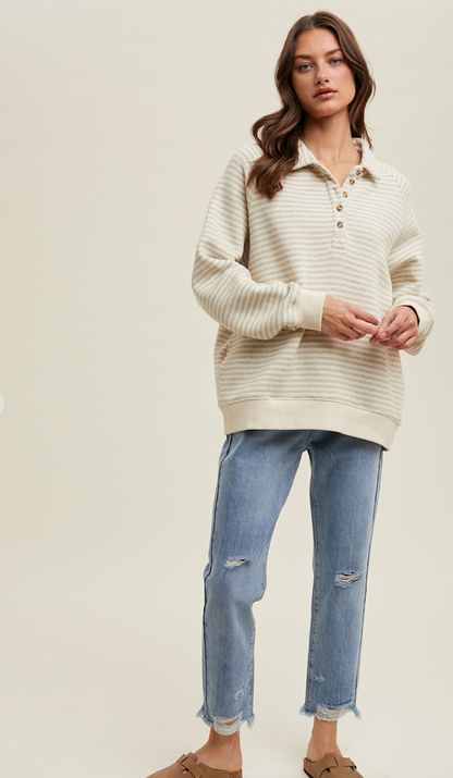 Striped Pullover Sweatshirt