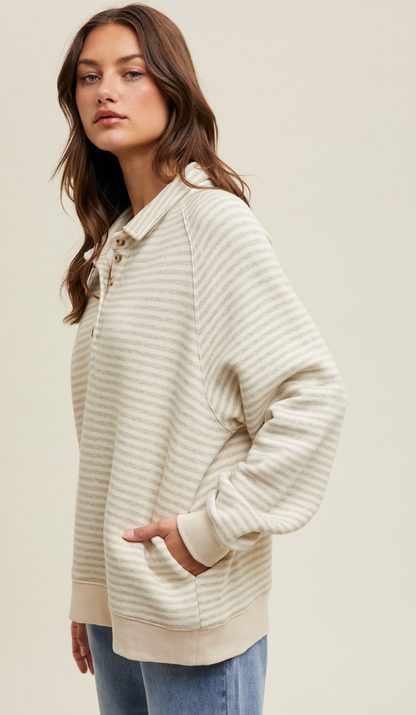 Striped Pullover Sweatshirt