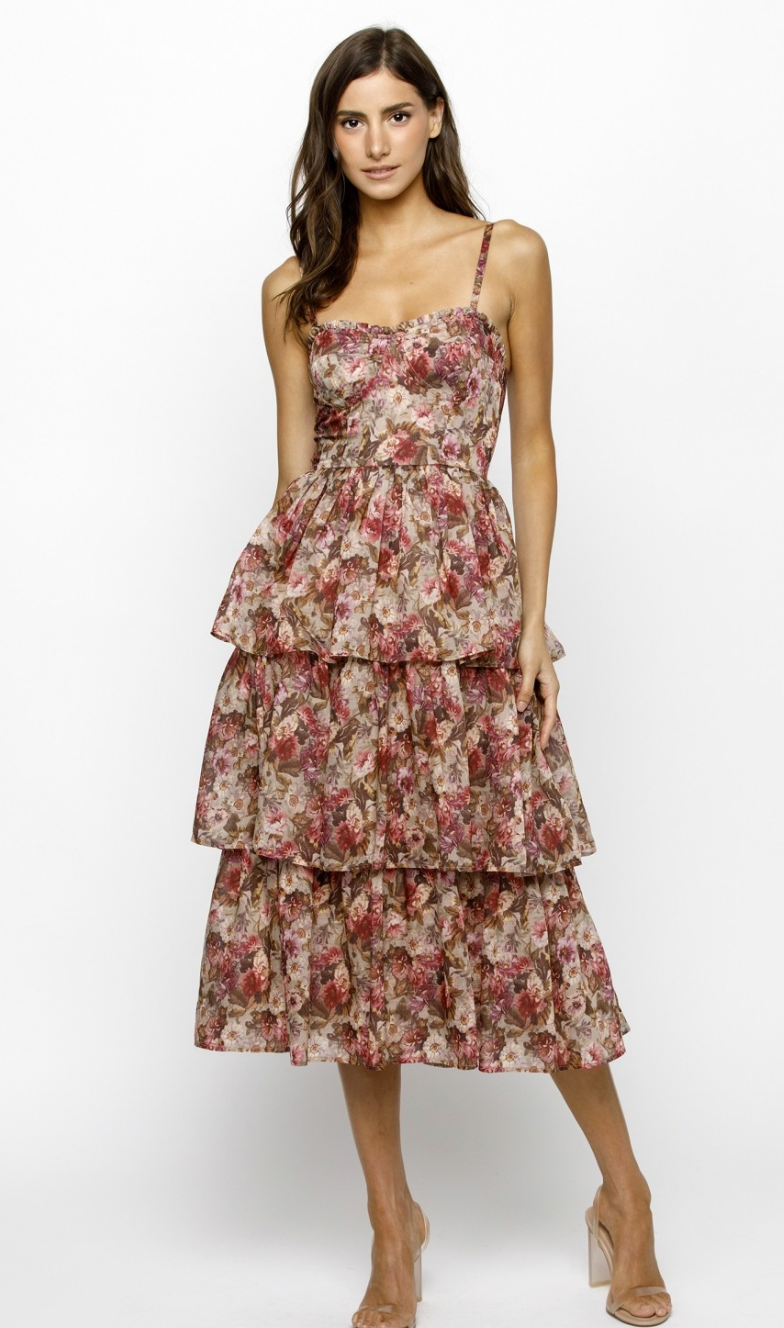 Rebecca Floral Midi Tier Dress