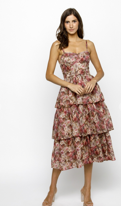 Rebecca Floral Midi Tier Dress