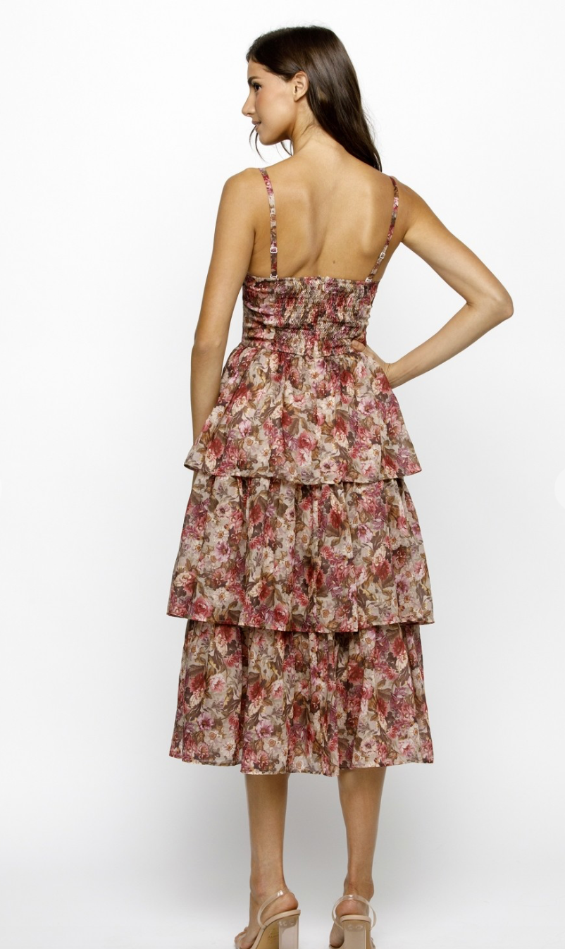 Rebecca Floral Midi Tier Dress