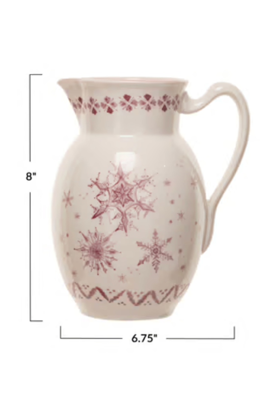 Vintage Christmas Snowflake Pitcher