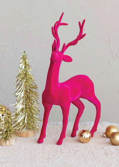 Flocked Pink Deer