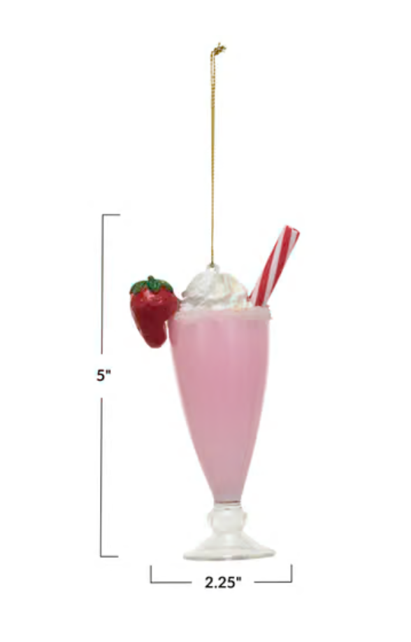 Strawberry Milkshake Ornament