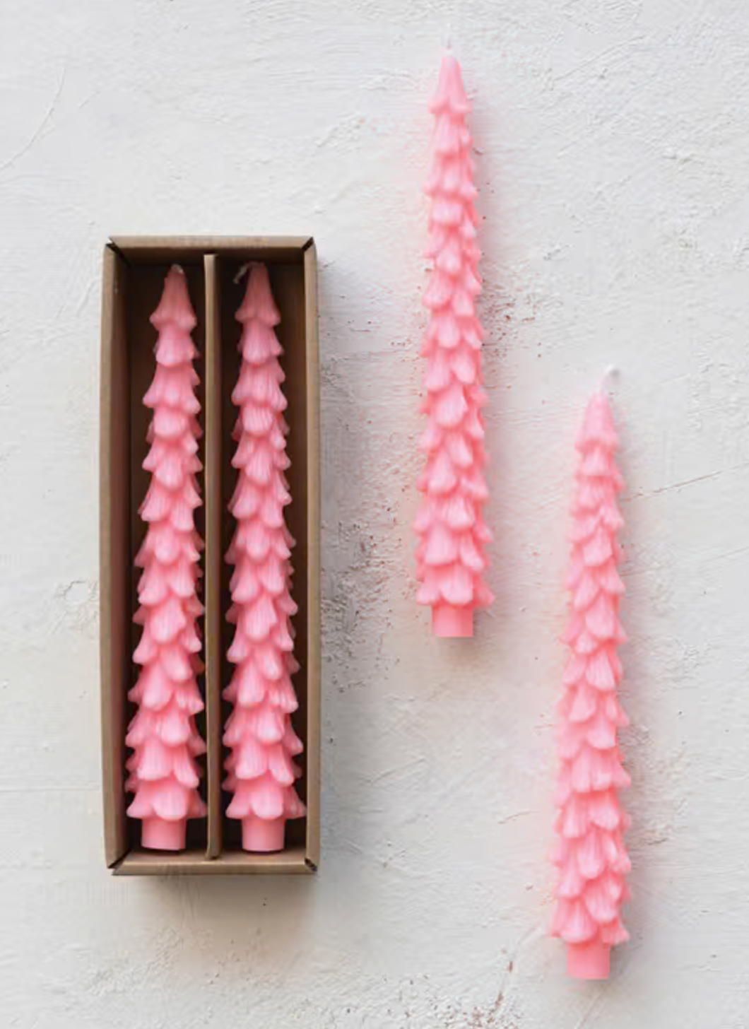 Pink Tree Taper Candles Set