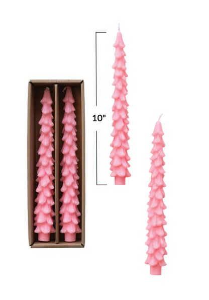 Pink Tree Taper Candles Set