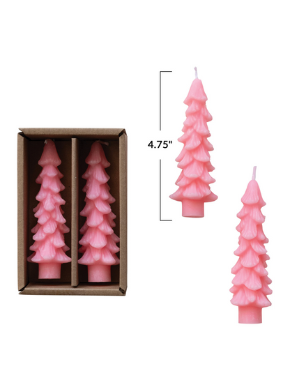 Pink Tree Taper Candles Small Set