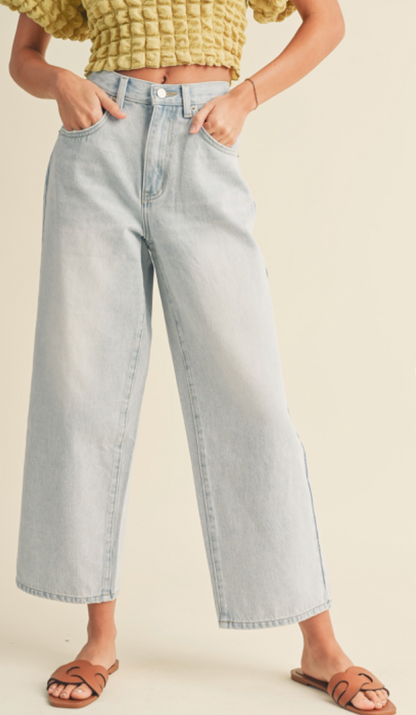 Cropped Light Denim Pants