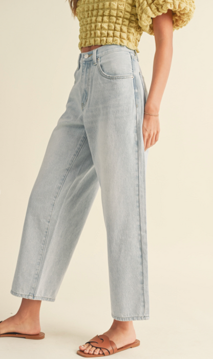 Cropped Light Denim Pants