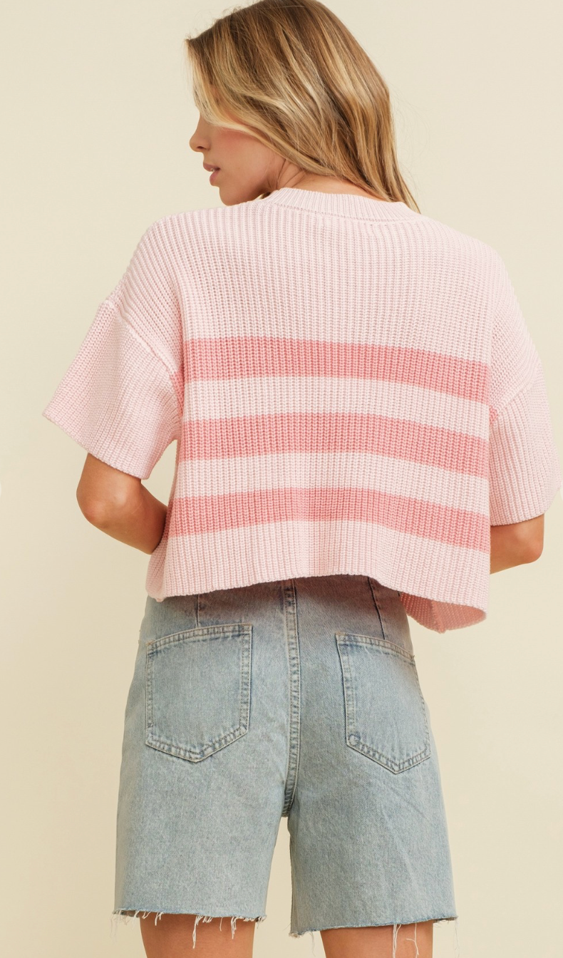 Maggie Stripe Knit Top Pink