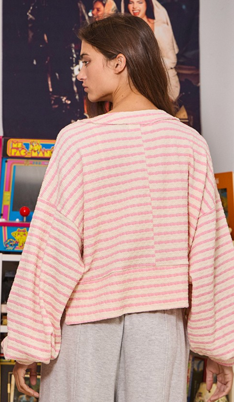 Pink Stripe Pullover Crewneck