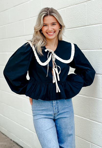 Brooke Collared Tie Top