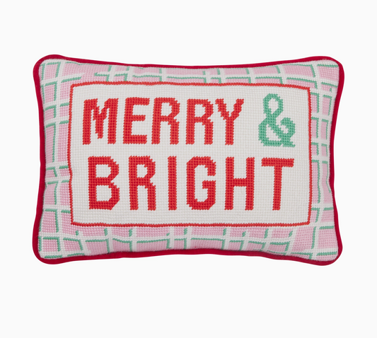 Merry & Bright Needlepoint Pillow