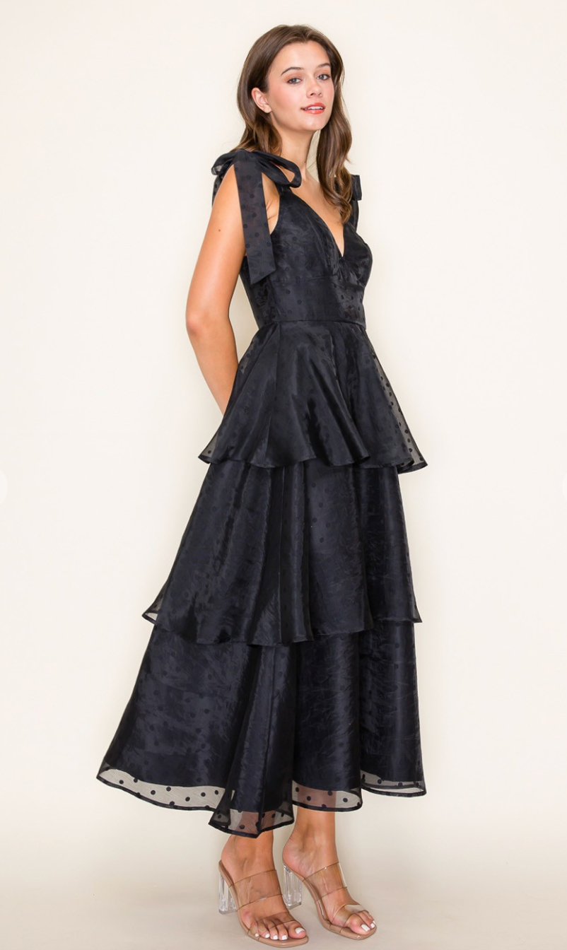 Daphne Tiered Black Maxi Dress