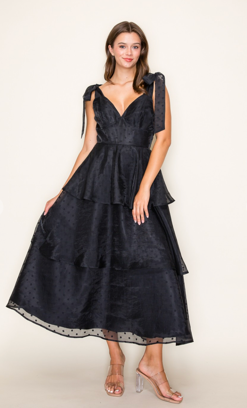 Daphne Tiered Black Maxi Dress