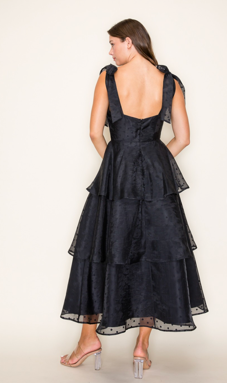 Daphne Tiered Black Maxi Dress