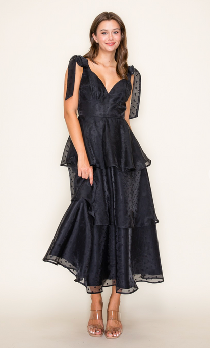 Daphne Tiered Black Maxi Dress