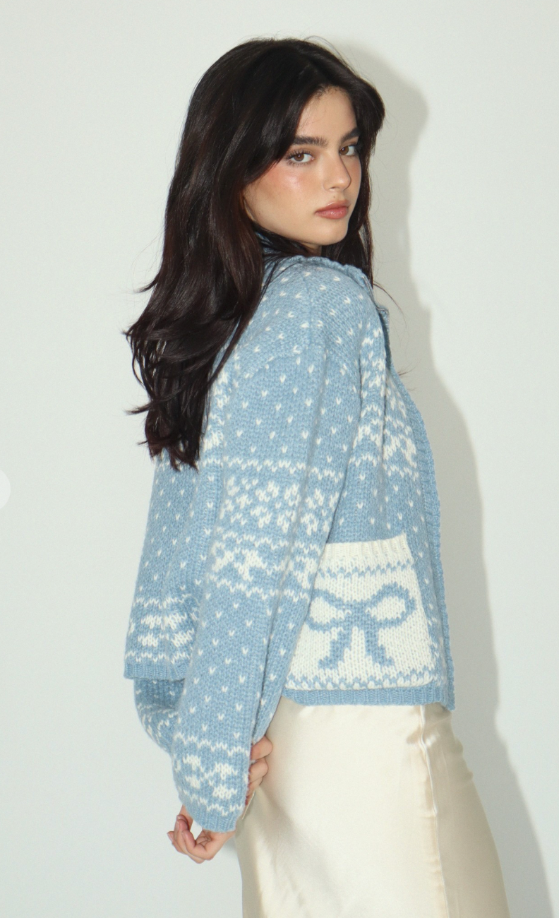 Dusty Blue Bows Cardigan