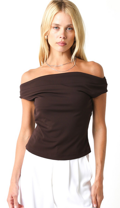 Off Shoulder Top Brown