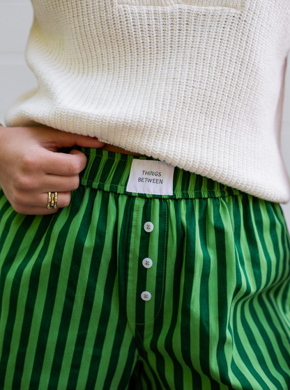 Green Striped Boxer Shorts