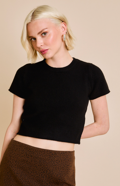 Cropped Sweater Top Black