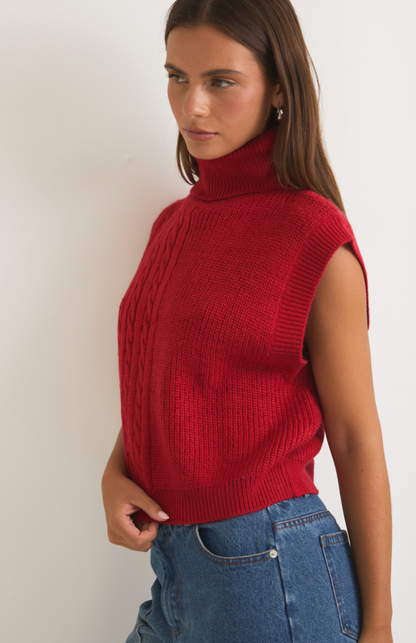 Turtleneck Sweater Vest Red