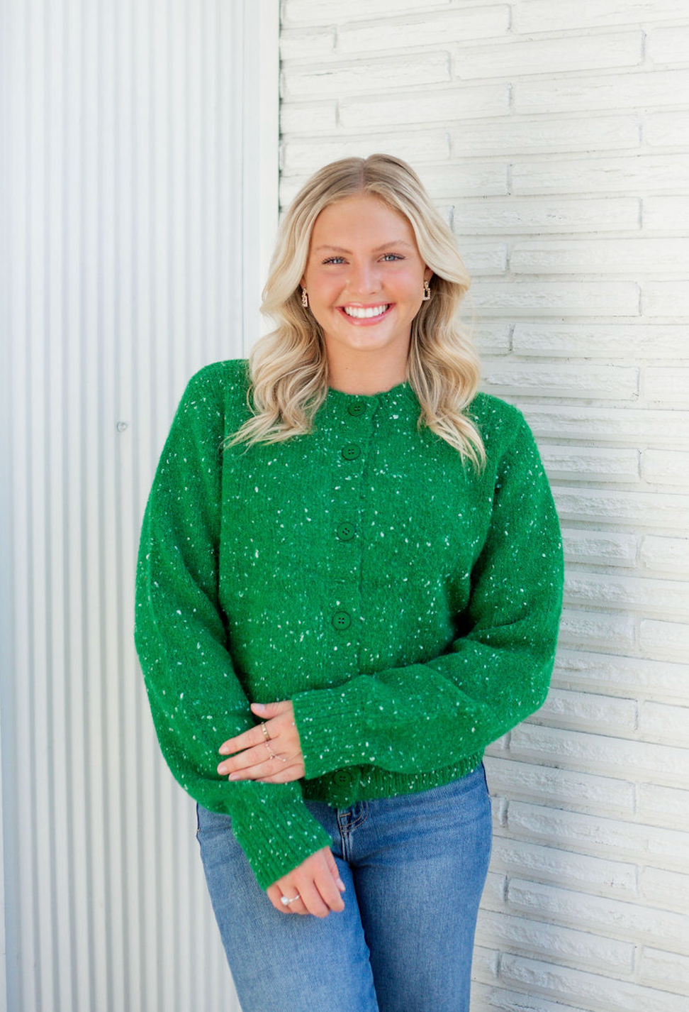 Kelly Green Spotted Cardigan