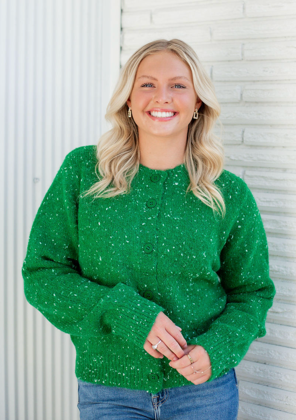 Kelly Green Spotted Cardigan