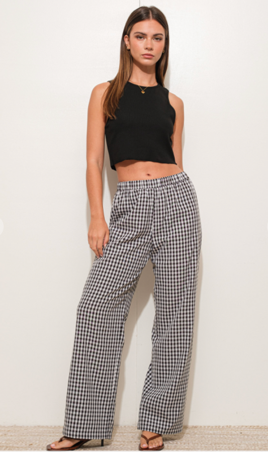 Black Plaid Boxer Pants