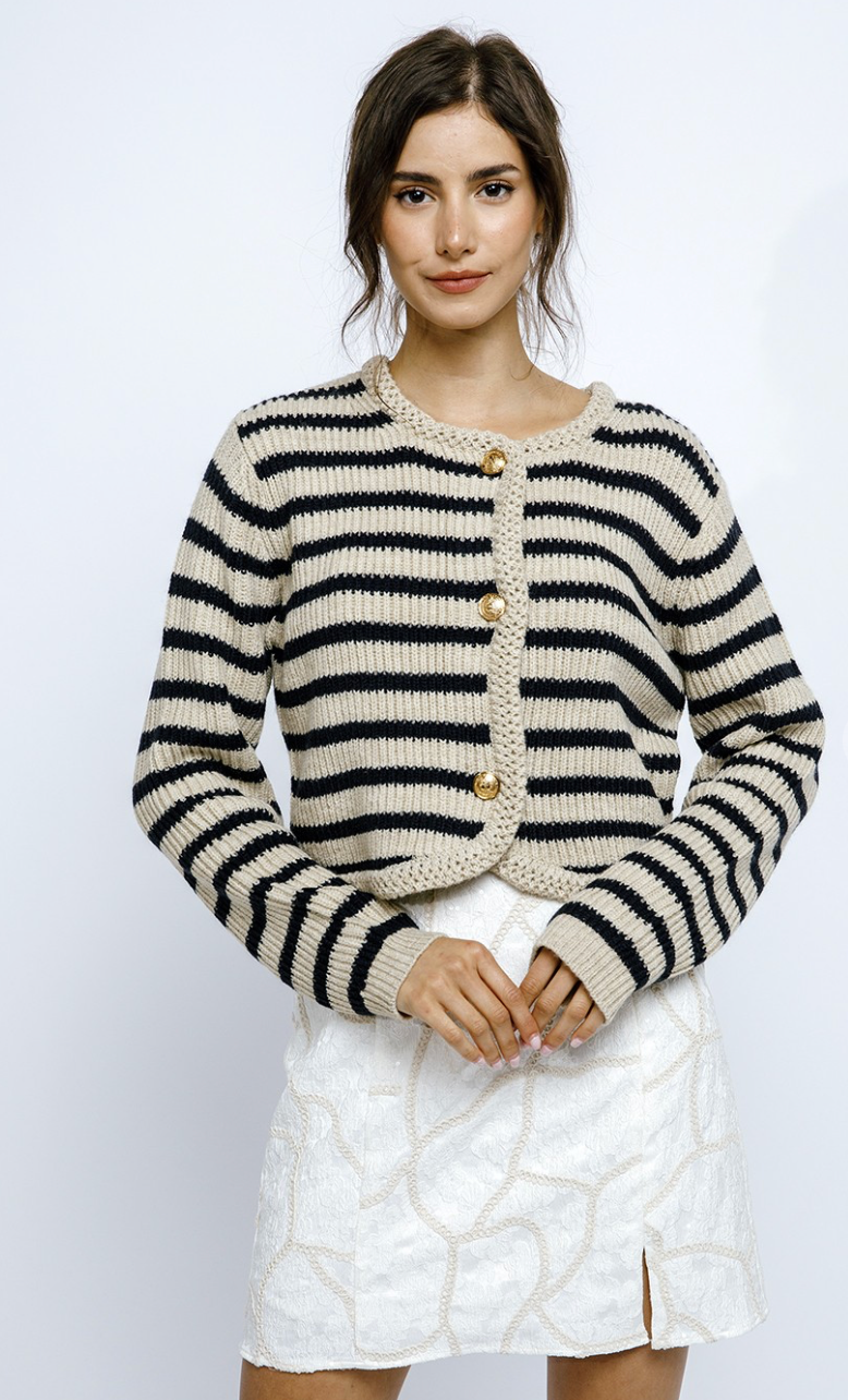 Edith Stripe Buttons Cardigan