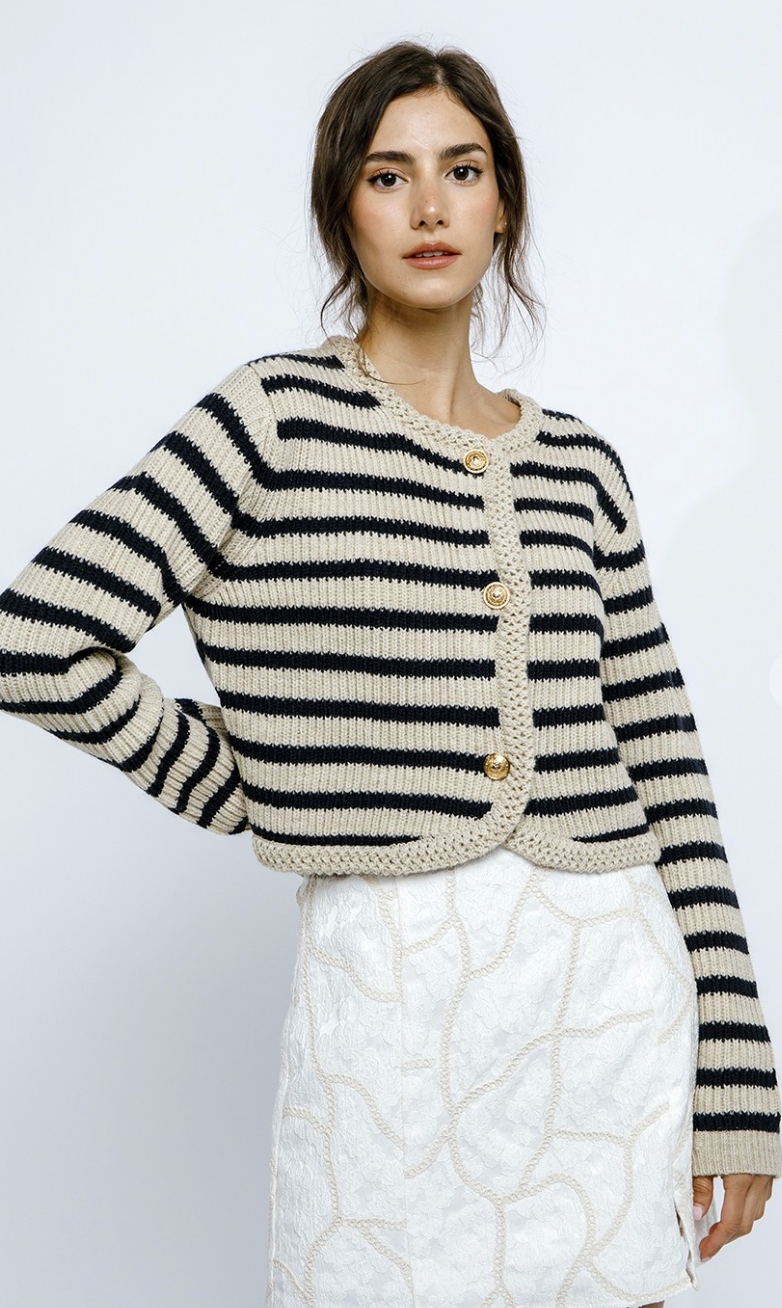 Edith Stripe Buttons Cardigan