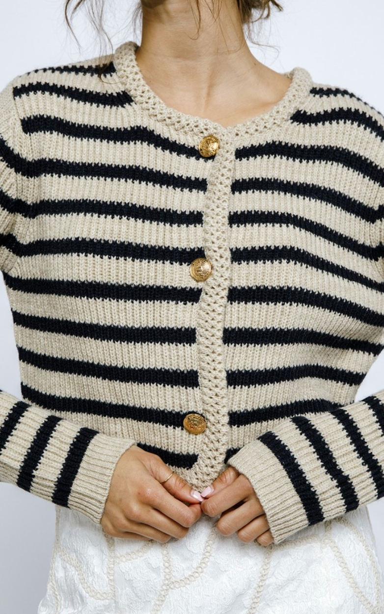 Edith Stripe Buttons Cardigan