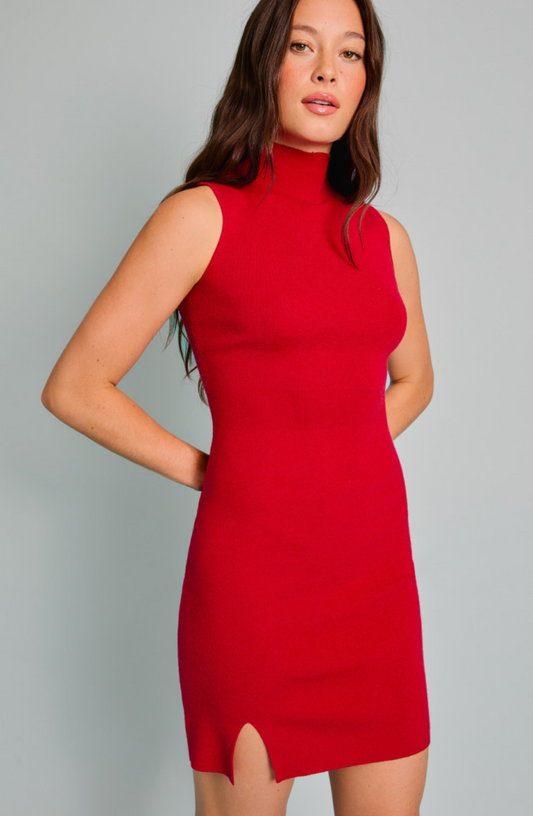 Red Knit Dress w/ Slit