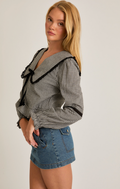 Gingham Peter Pan Collar Top