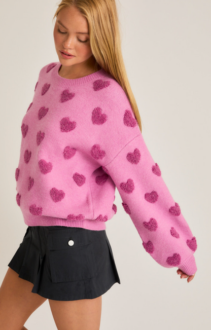 Heart Print Crewneck Sweater