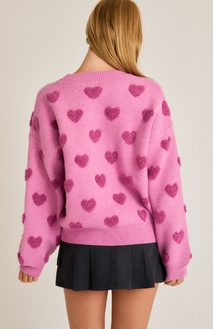 Heart Print Crewneck Sweater