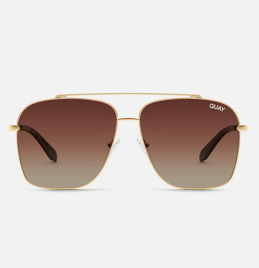 High Roller Quay Sunglasses - Gold/Brown