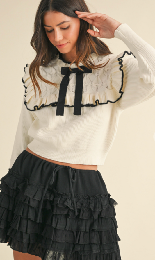 Bow Tie Ruffle Sweater