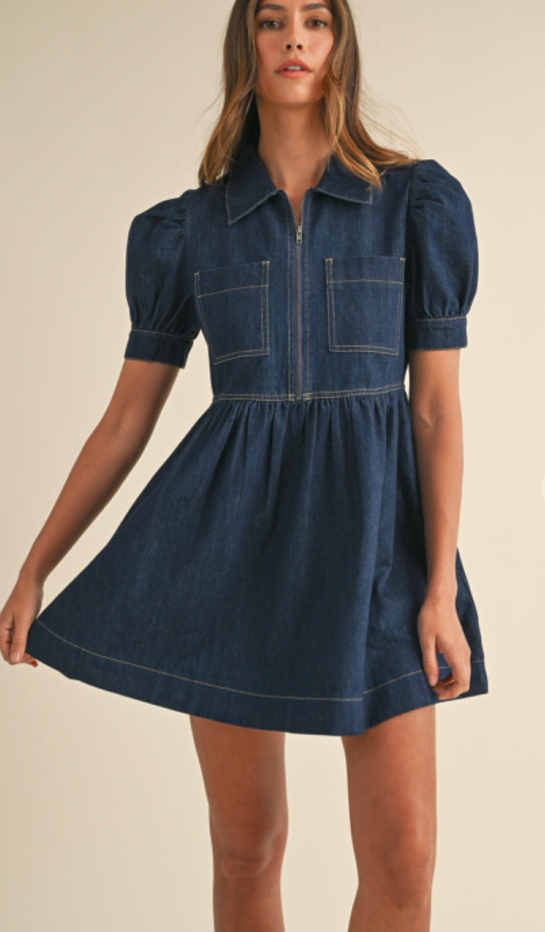 Dark Denim Babydoll Dress