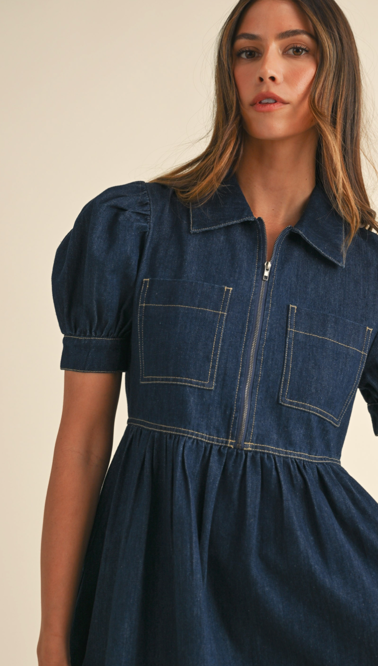 Dark Denim Babydoll Dress