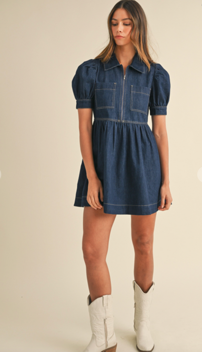 Dark Denim Babydoll Dress