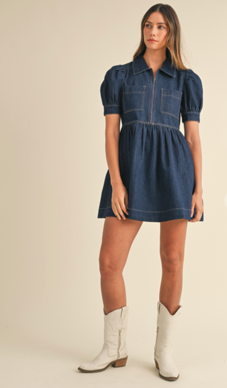 Dark Denim Babydoll Dress