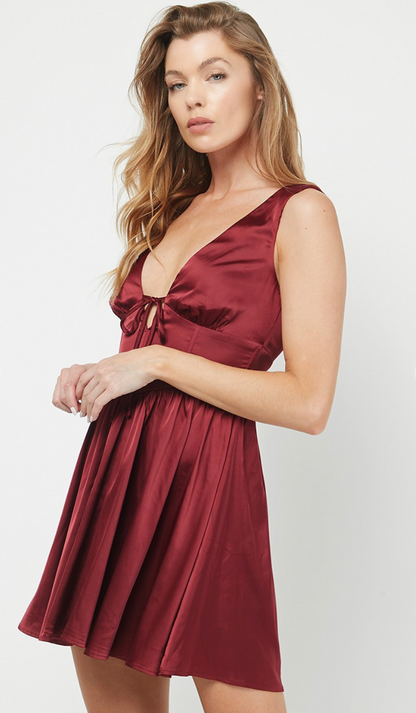 Brooke Satin Dress Wine